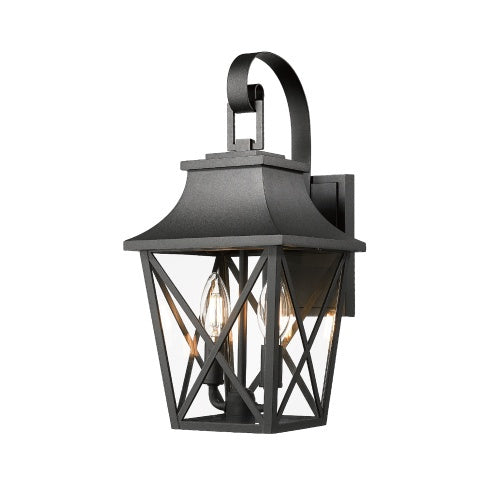 Sleek Matte Black 2-Light Outdoor Wall Sconce