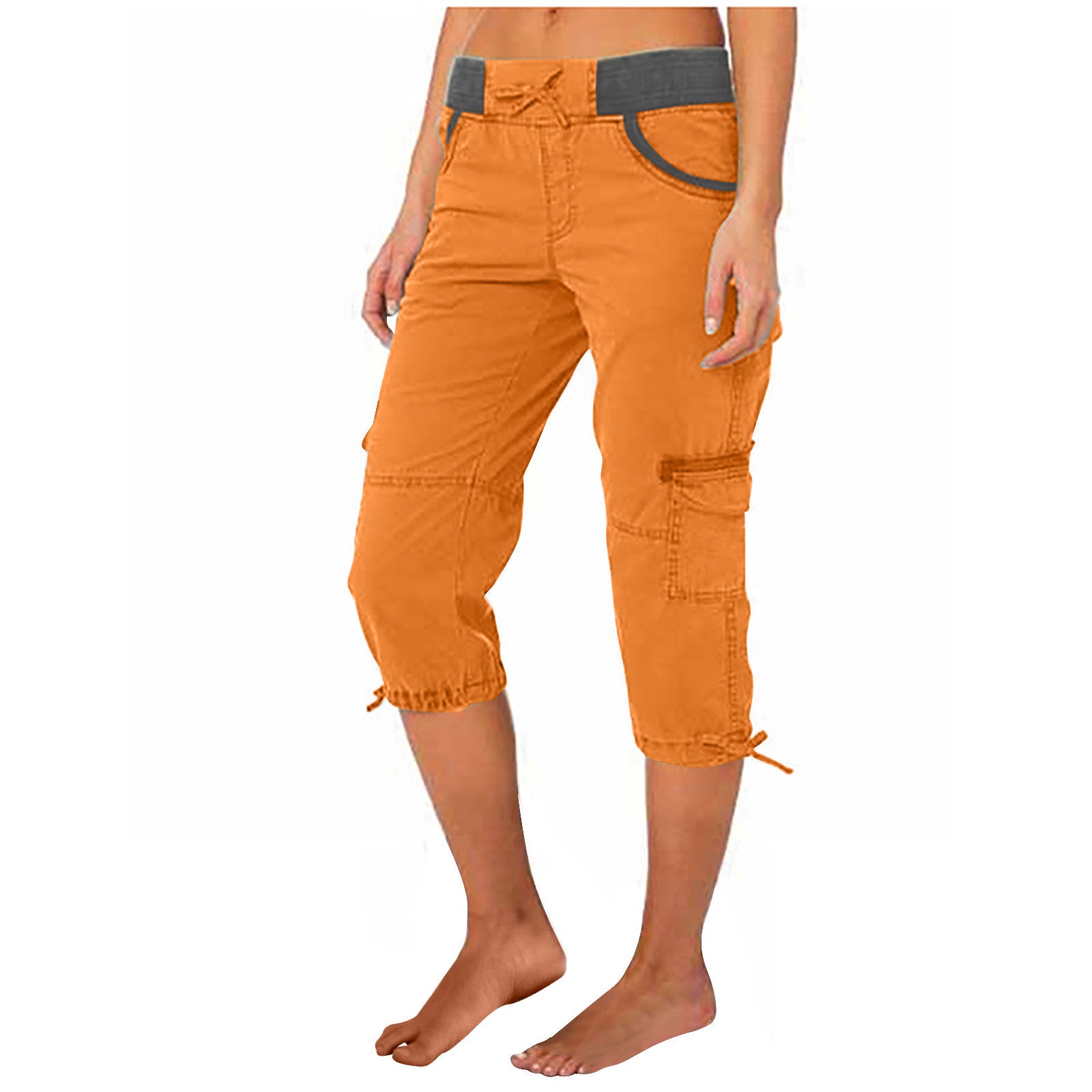 Women's A-Line Loose Wide-Leg Cropped Pants – Adjustable Mid-Rise Cotton