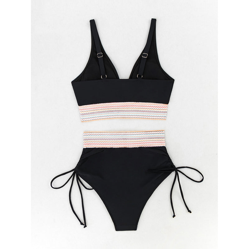 Women's High Waisted Bikini Set – Two Piece Tummy Control Color Block Swimsuit