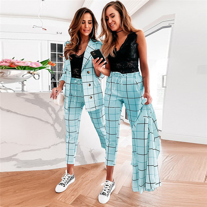 Double-Breasted Slim Suit Set