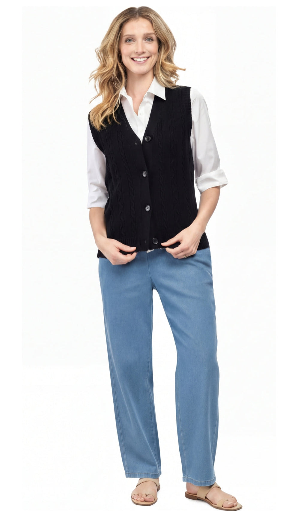 Womens Button Front Sweater Vest
