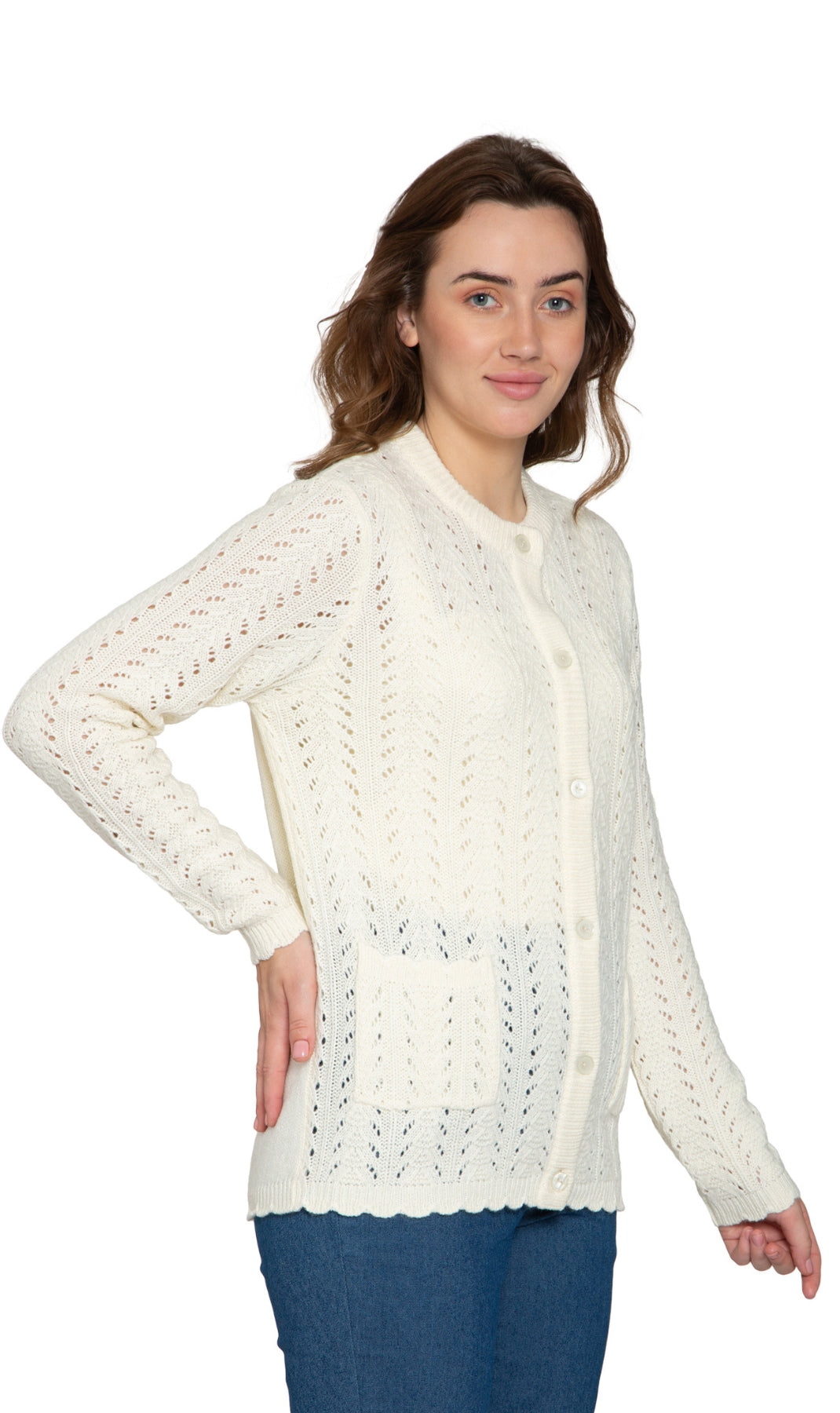 Women's Button Front Crochet Cardigan