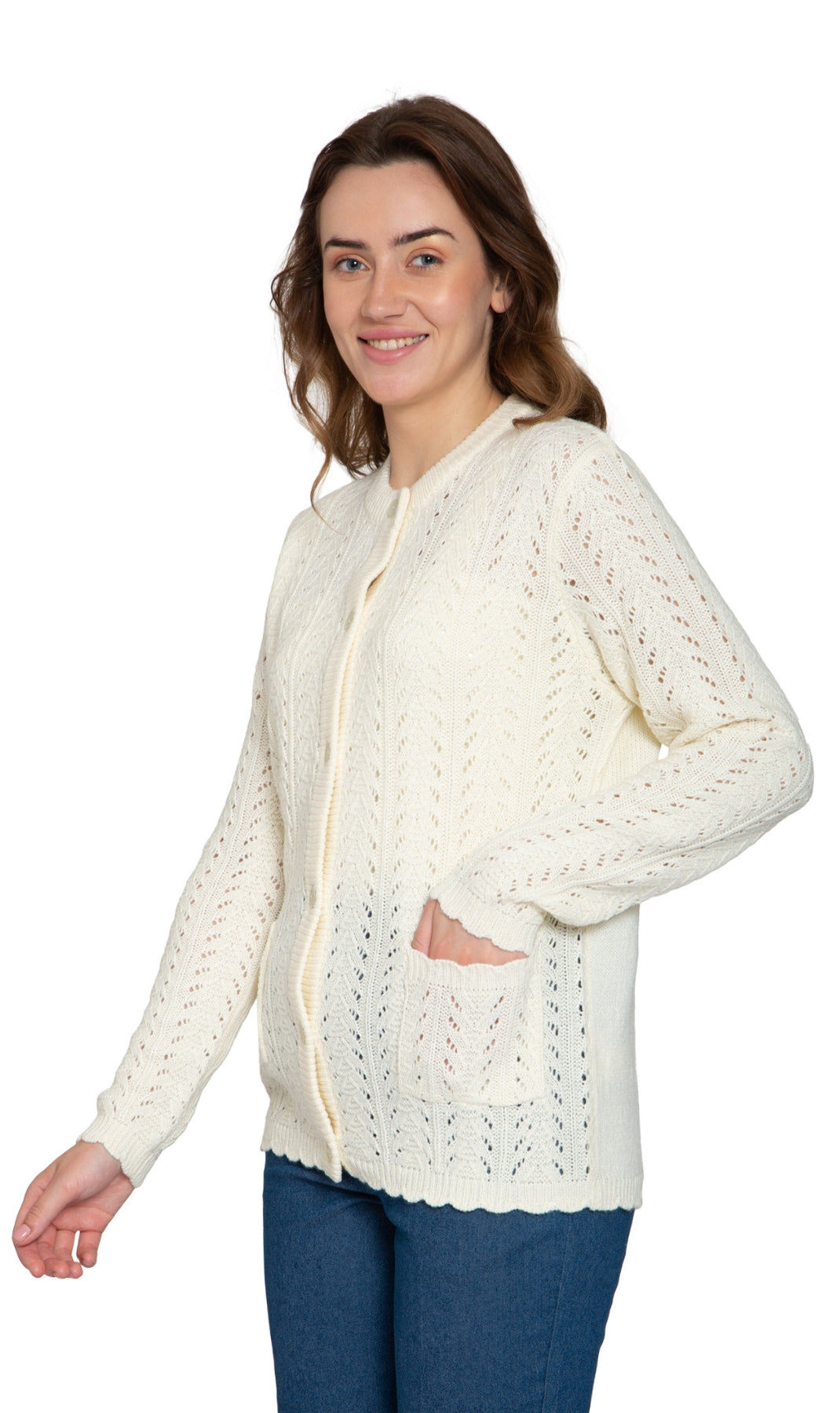 Women's Button Front Crochet Cardigan