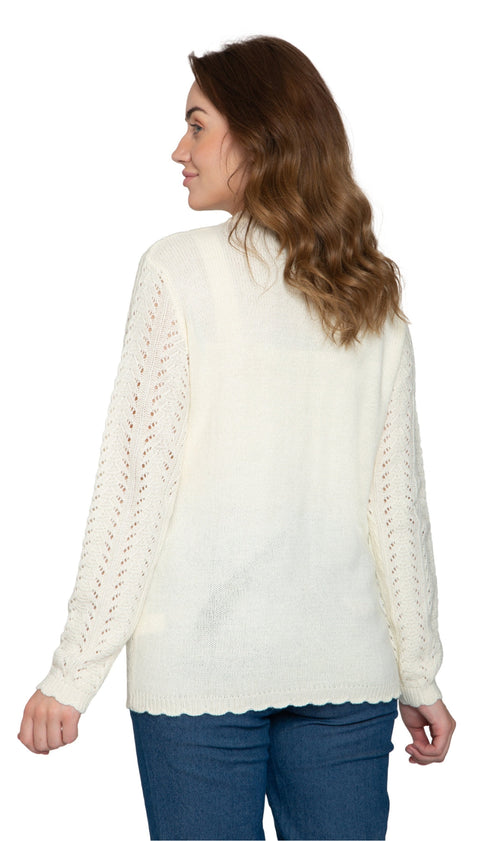 Gehäkelte Damen-Strickjacke mit Knopfleiste