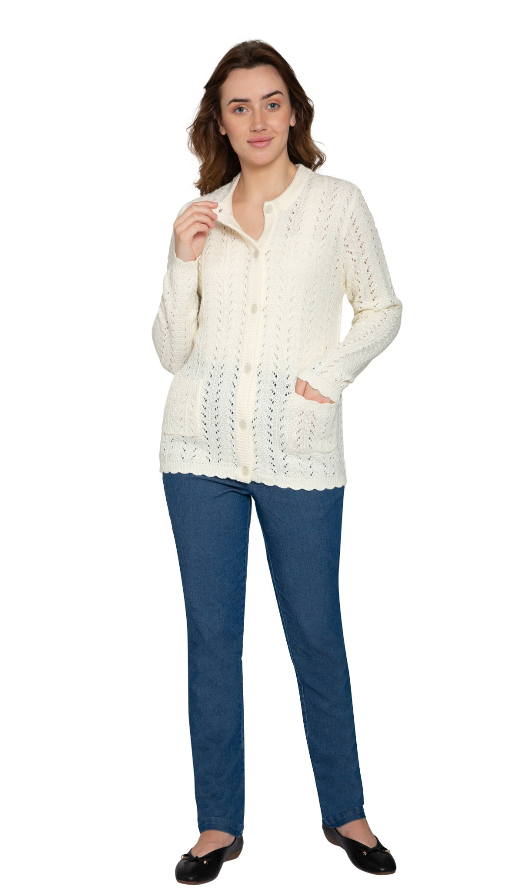Women's Button Front Crochet Cardigan