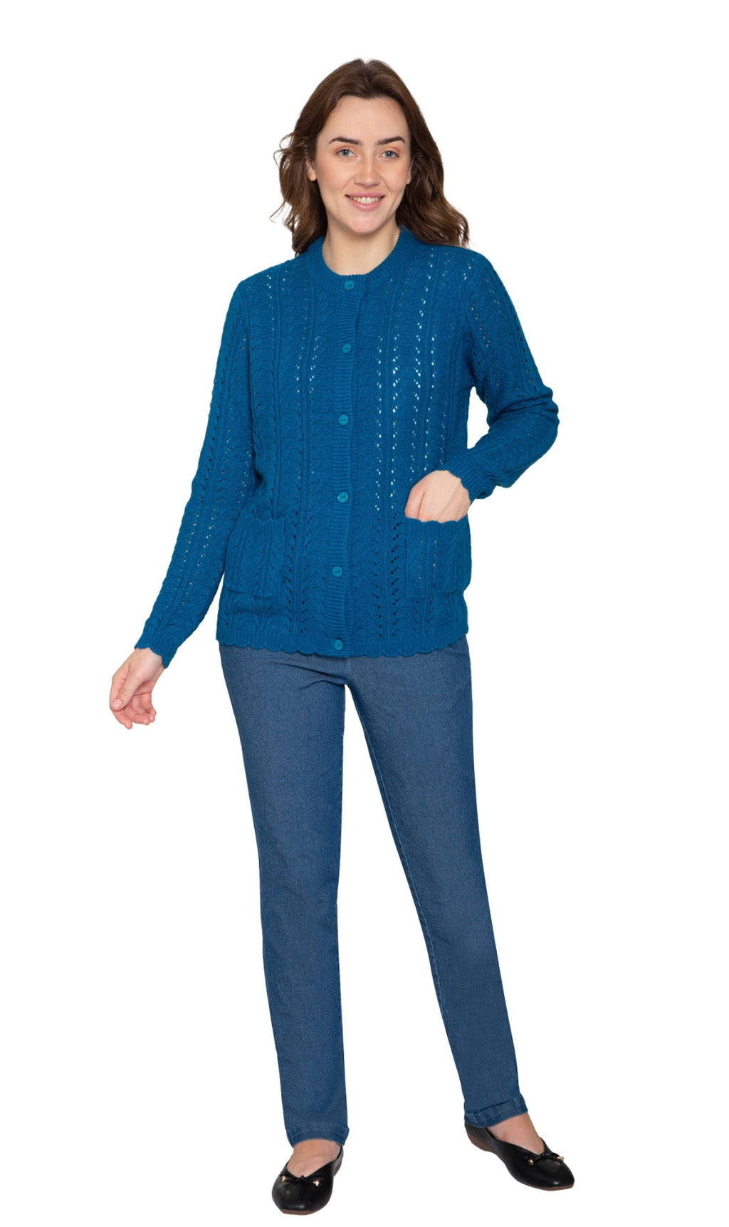 Women's Button Front Crochet Cardigan