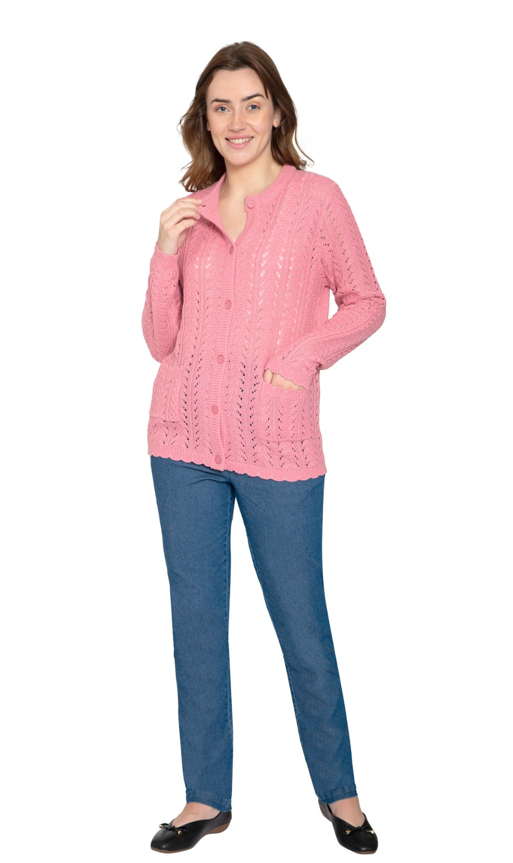 Women's Button Front Crochet Cardigan