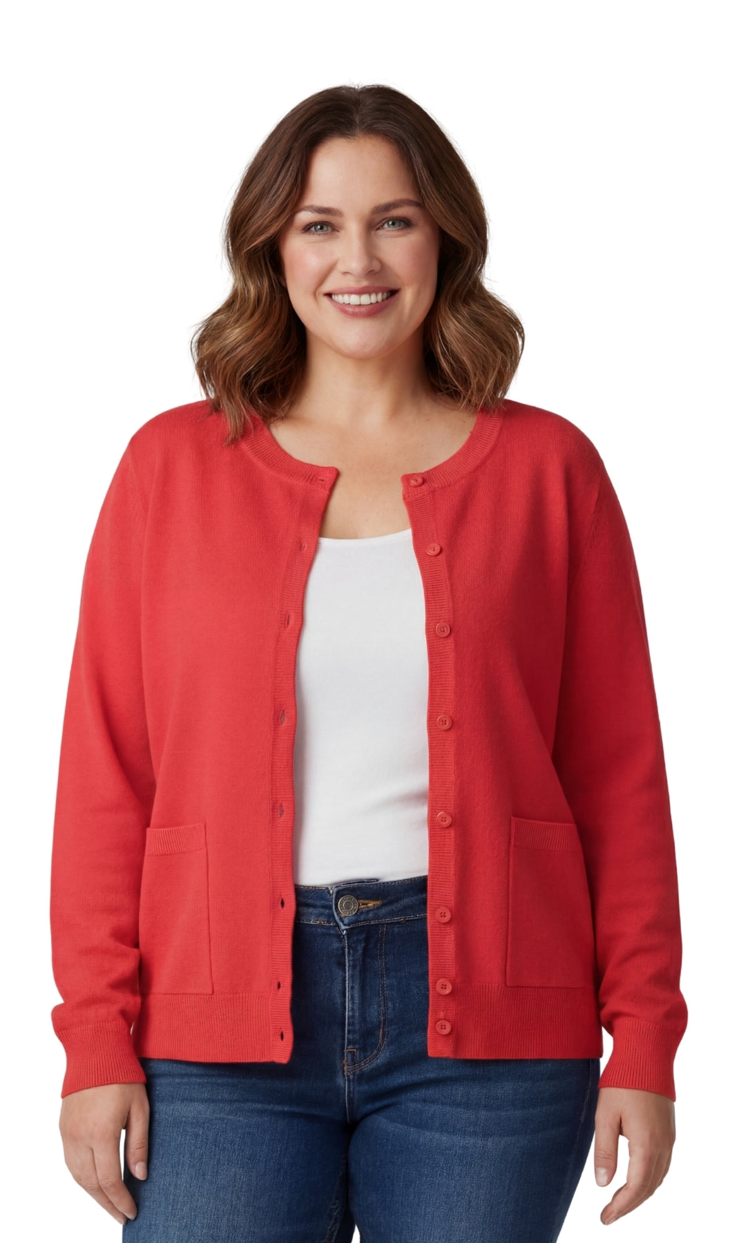 Damen Strickjacke aus weicher Baumwolle mit Knopfleiste