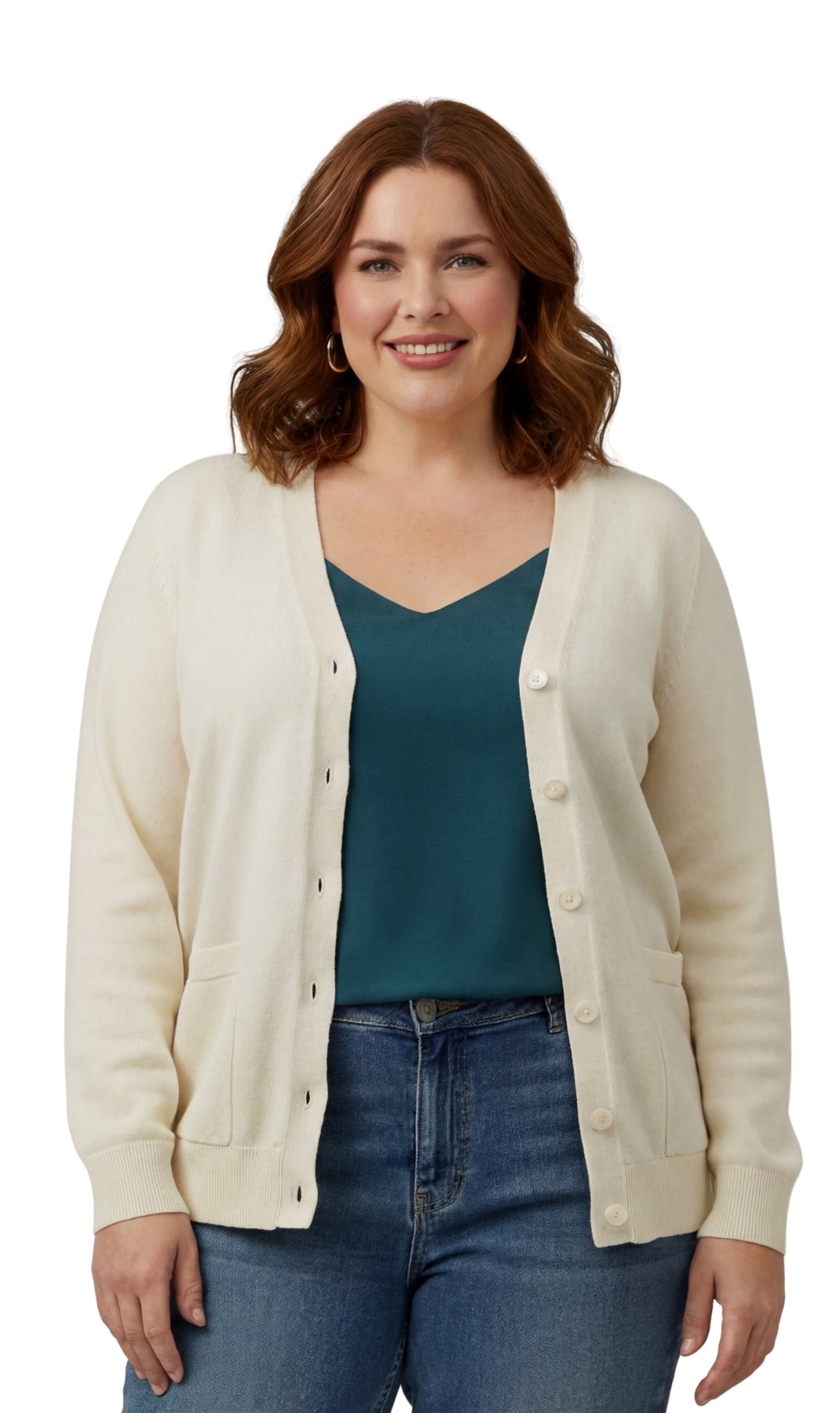 Damen Strickjacke aus weicher Baumwolle mit Knopfleiste