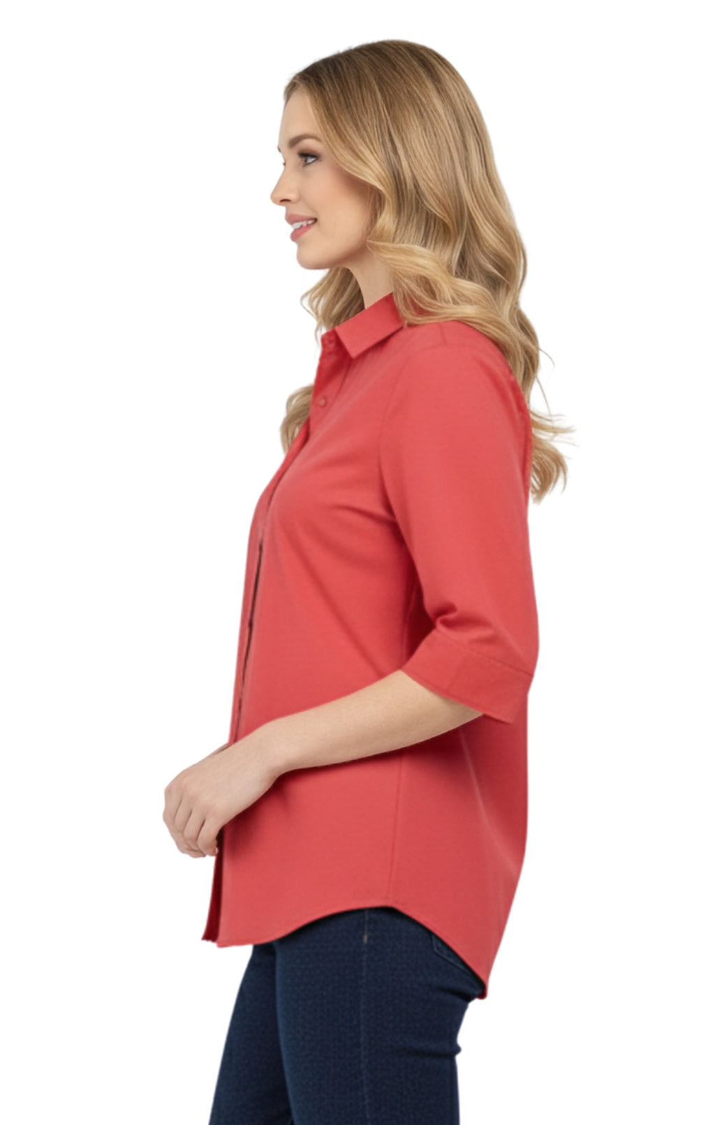 Women Button Down Collared Shirt