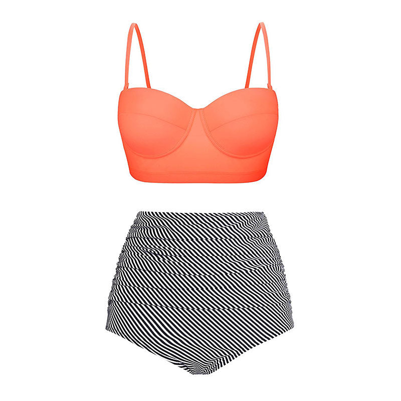 High Waist Bikini Set – Retro Floral Push Up Swimsuit for Women