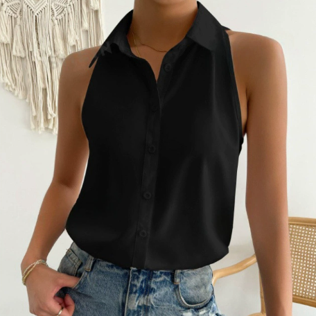 Satin Sleeveless Shirt Women