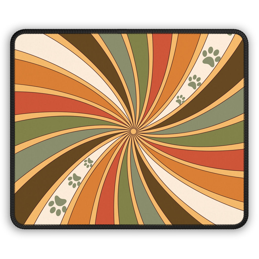 Swirly Retro Paw Mouse Pad