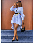 Women's Summer Casual Long Dress – V-Neck Big Swing Irregular Hem