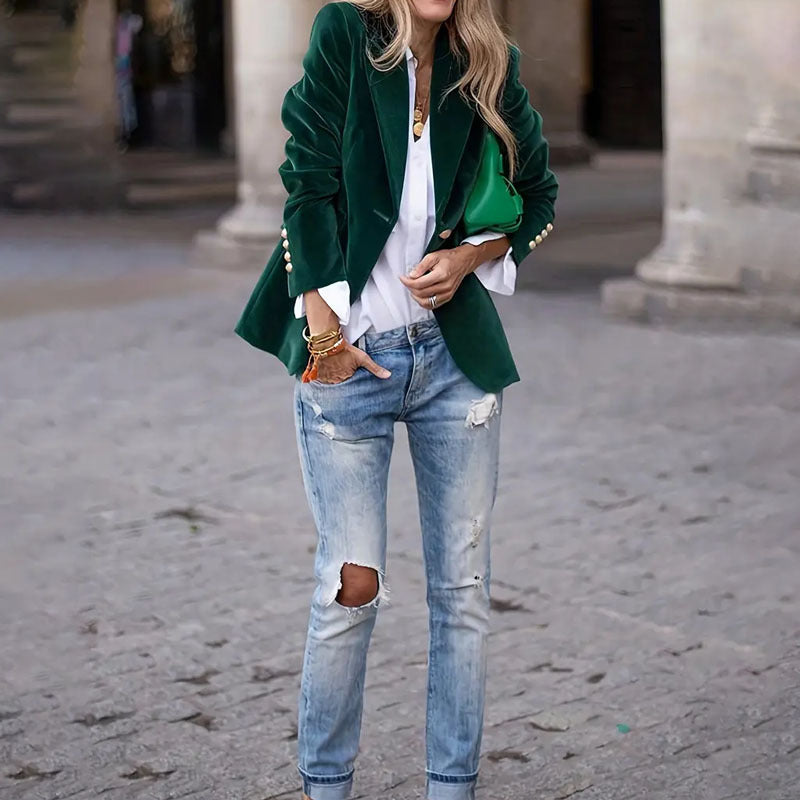 Velvet Lapel Casual Slim Single-breasted Jacket