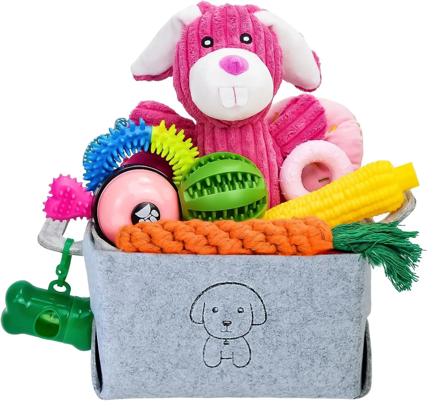 20-Piece Puppy Teething Chew Toy Set with Basket for Small & Medium Dogs
