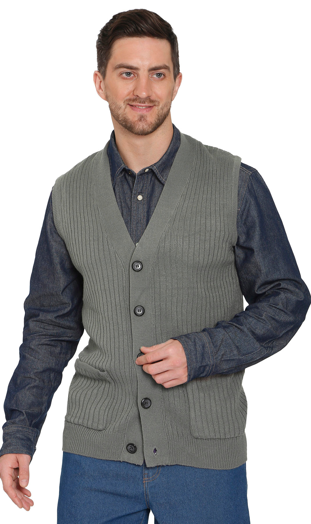 Herren-Relaxed-Sweater-Weste