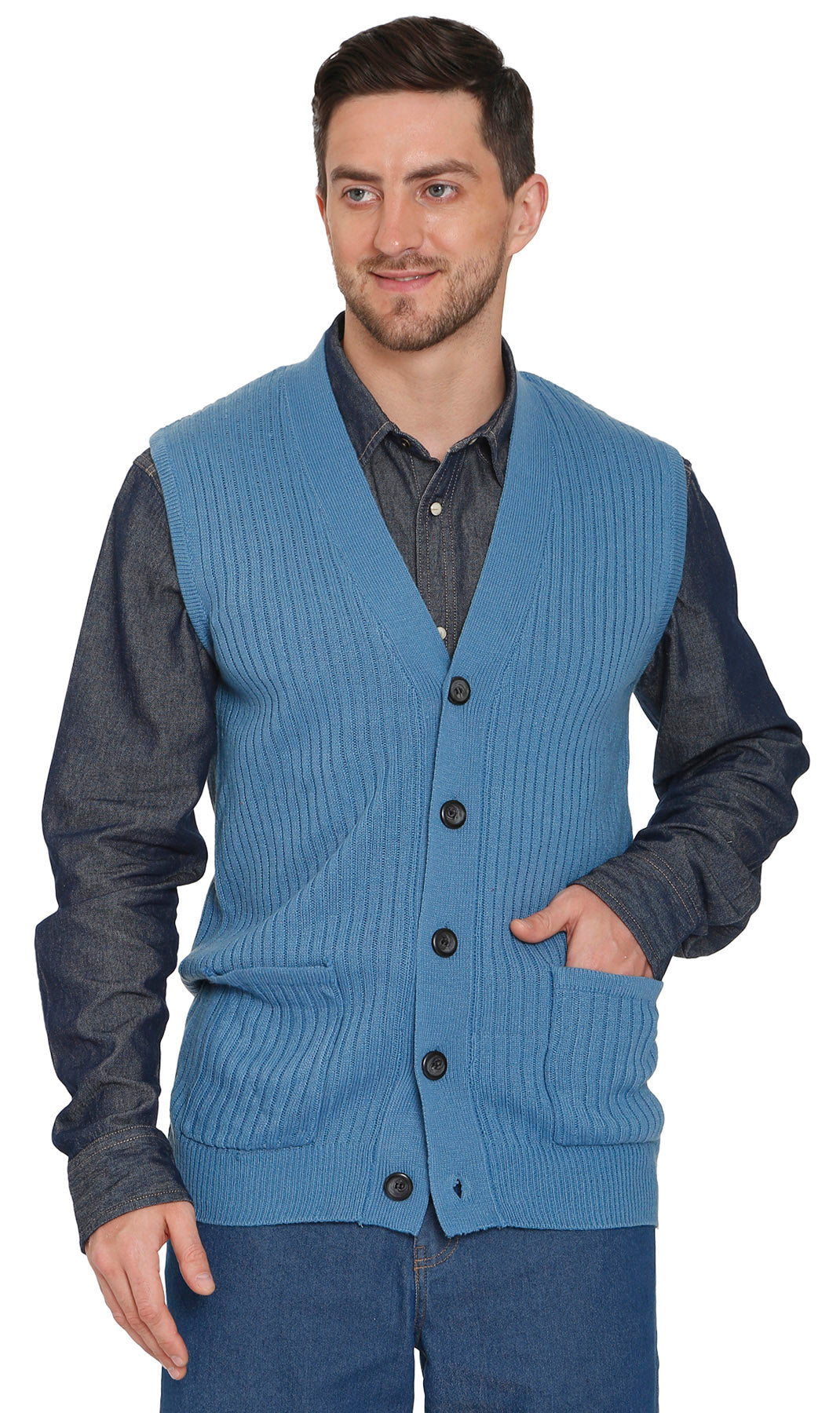 Herren-Relaxed-Sweater-Weste