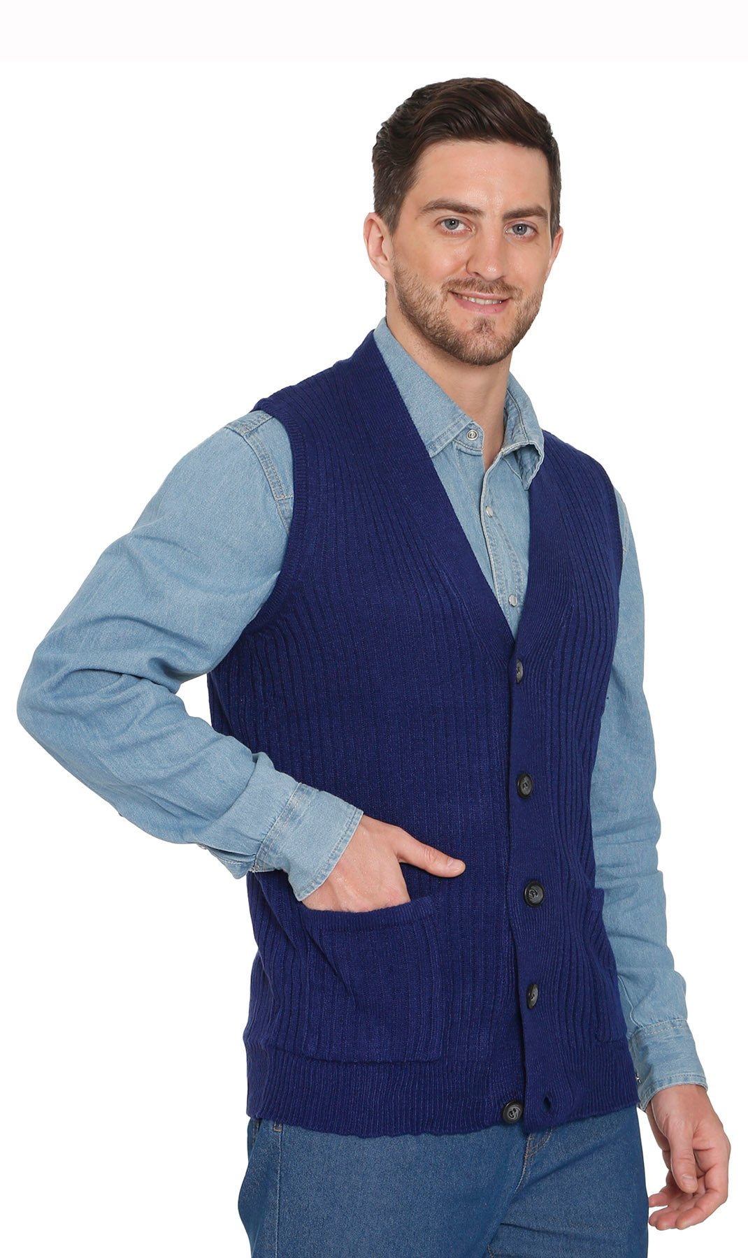 Herren-Relaxed-Sweater-Weste