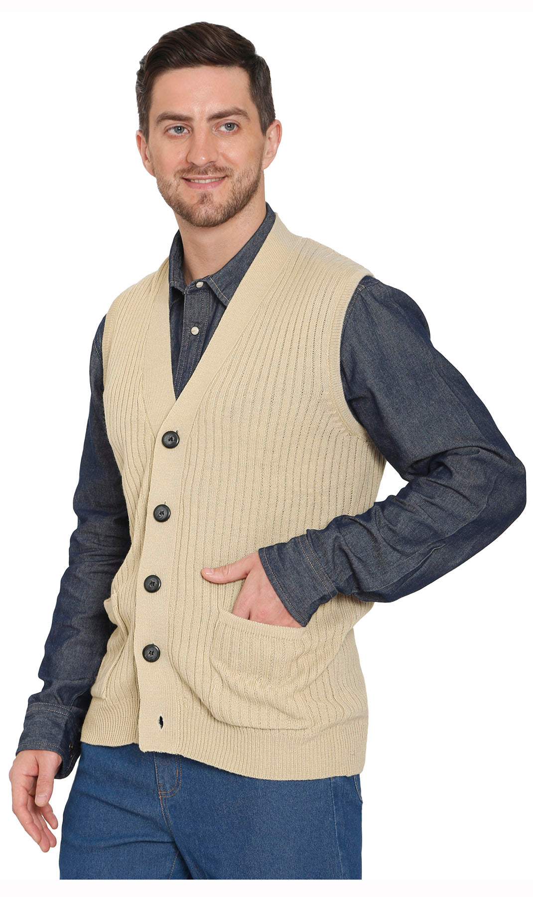 Herren-Relaxed-Sweater-Weste