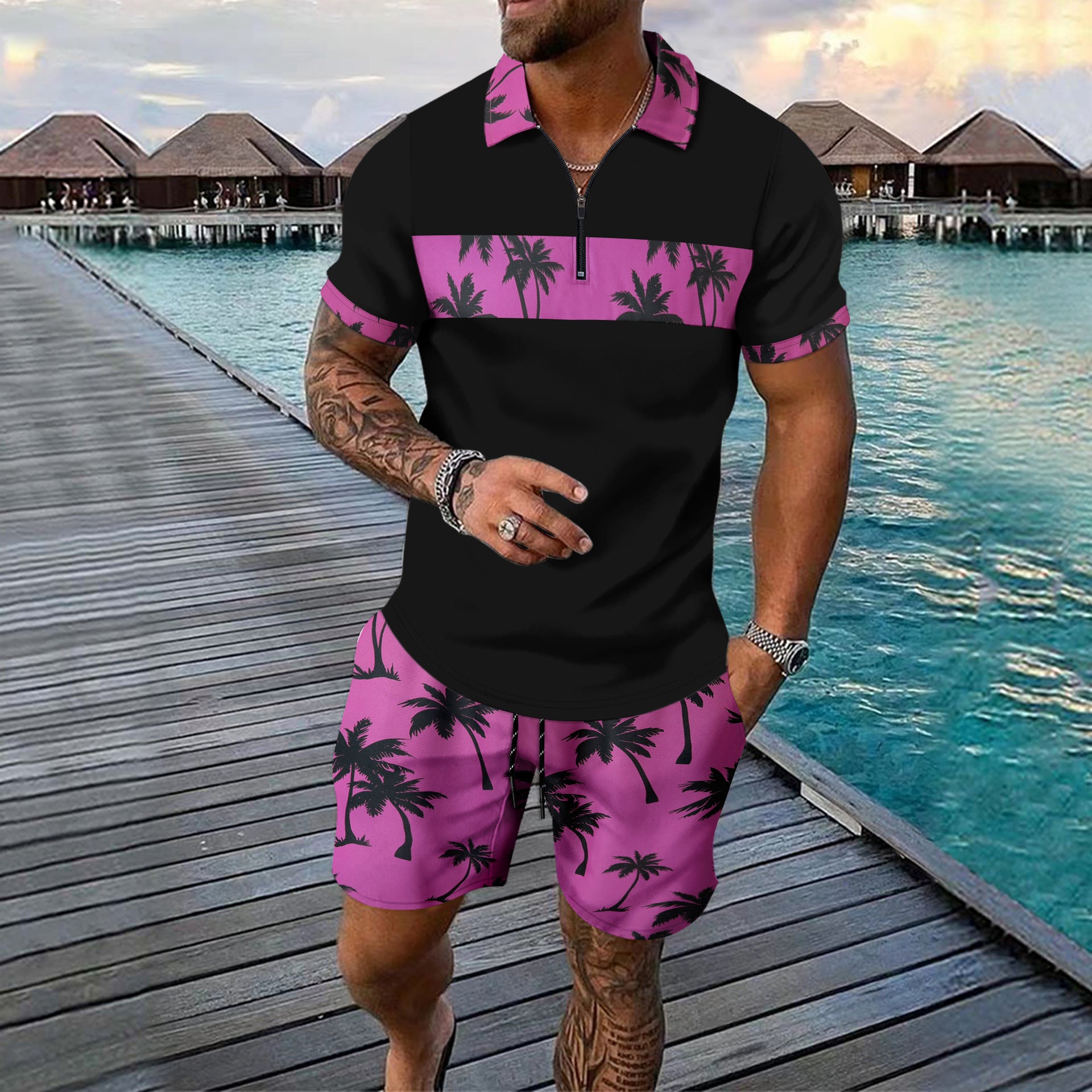 Men's Summer Leisure Two-Piece Set – Top & Shorts
