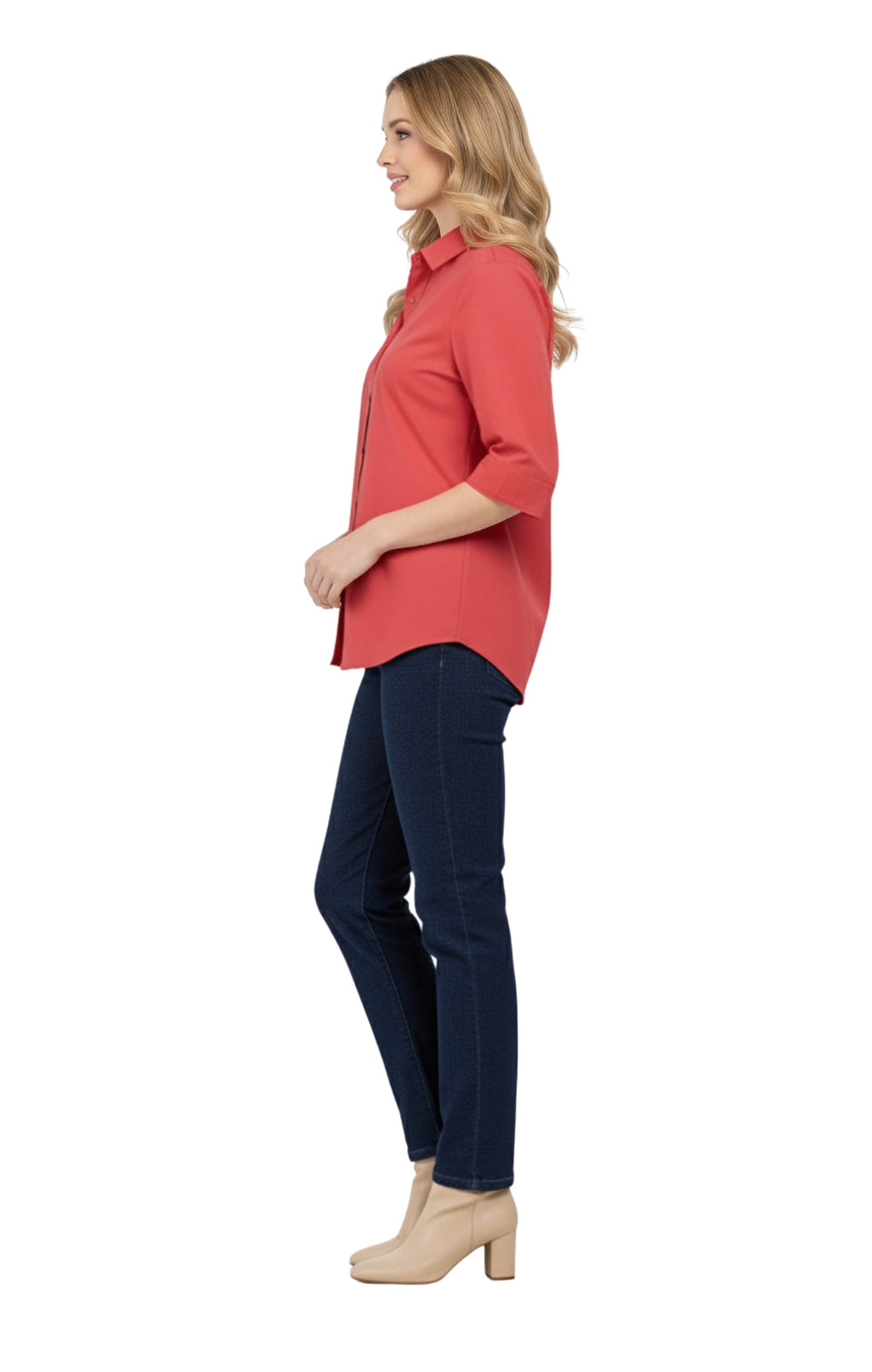 Women Button Down Collared Shirt