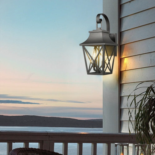 Sleek Matte Black 2-Light Outdoor Wall Sconce