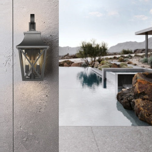 Sleek Matte Black 2-Light Outdoor Wall Sconce