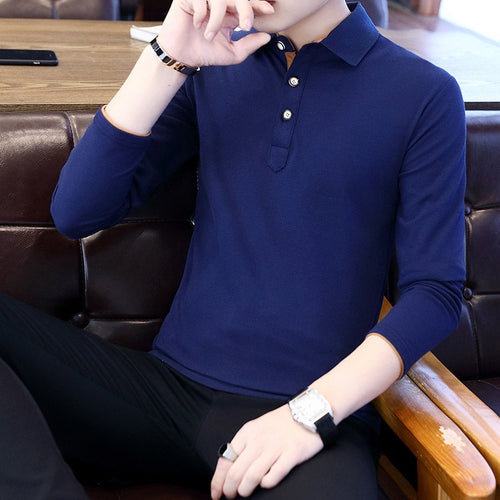 Men's Long Sleeve Business Plus Size POLO Shirt