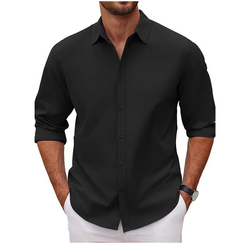 Men's Long-Sleeve Lapel Shirt – American Retro Loose Fit Cardigan