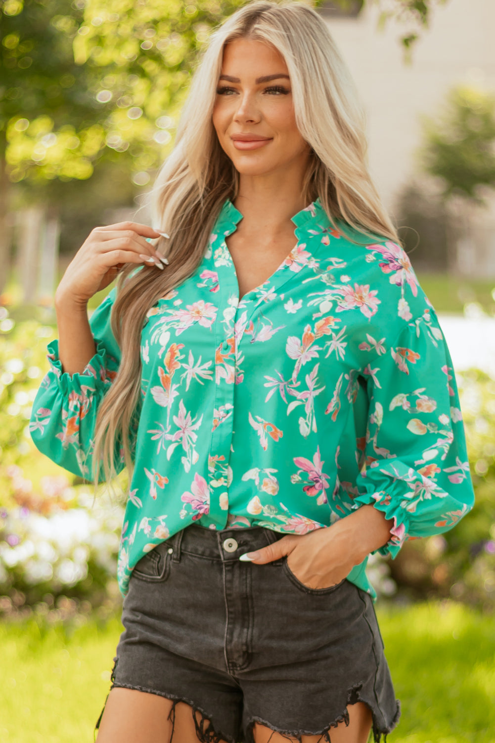 Bella Lantern Sleeve Front Shirt