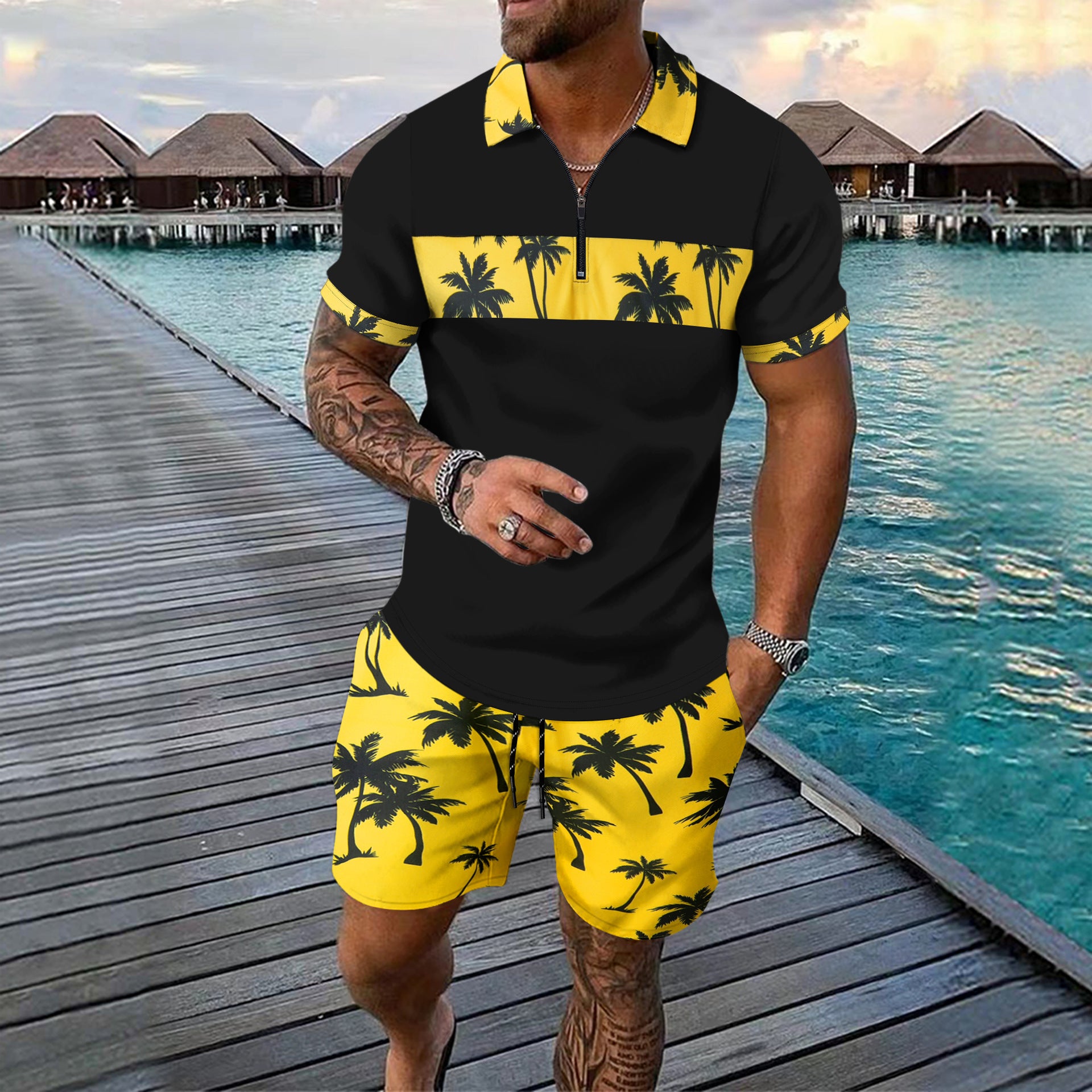 Men's Summer Leisure Two-Piece Set – Top & Shorts