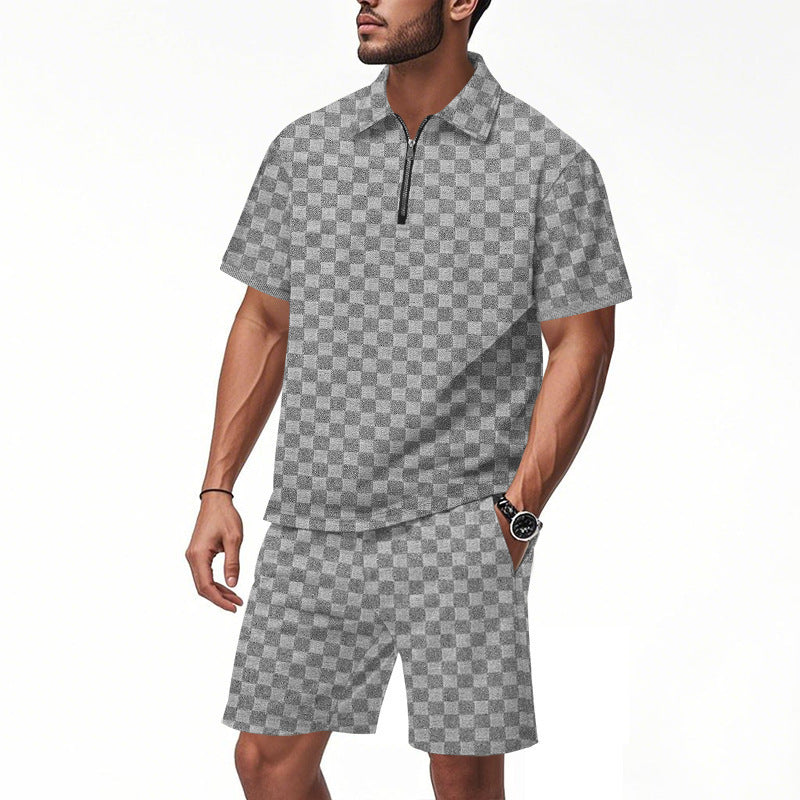 Summer Men's Loose Casual Two-Piece Set – Short Sleeve Top & Shorts