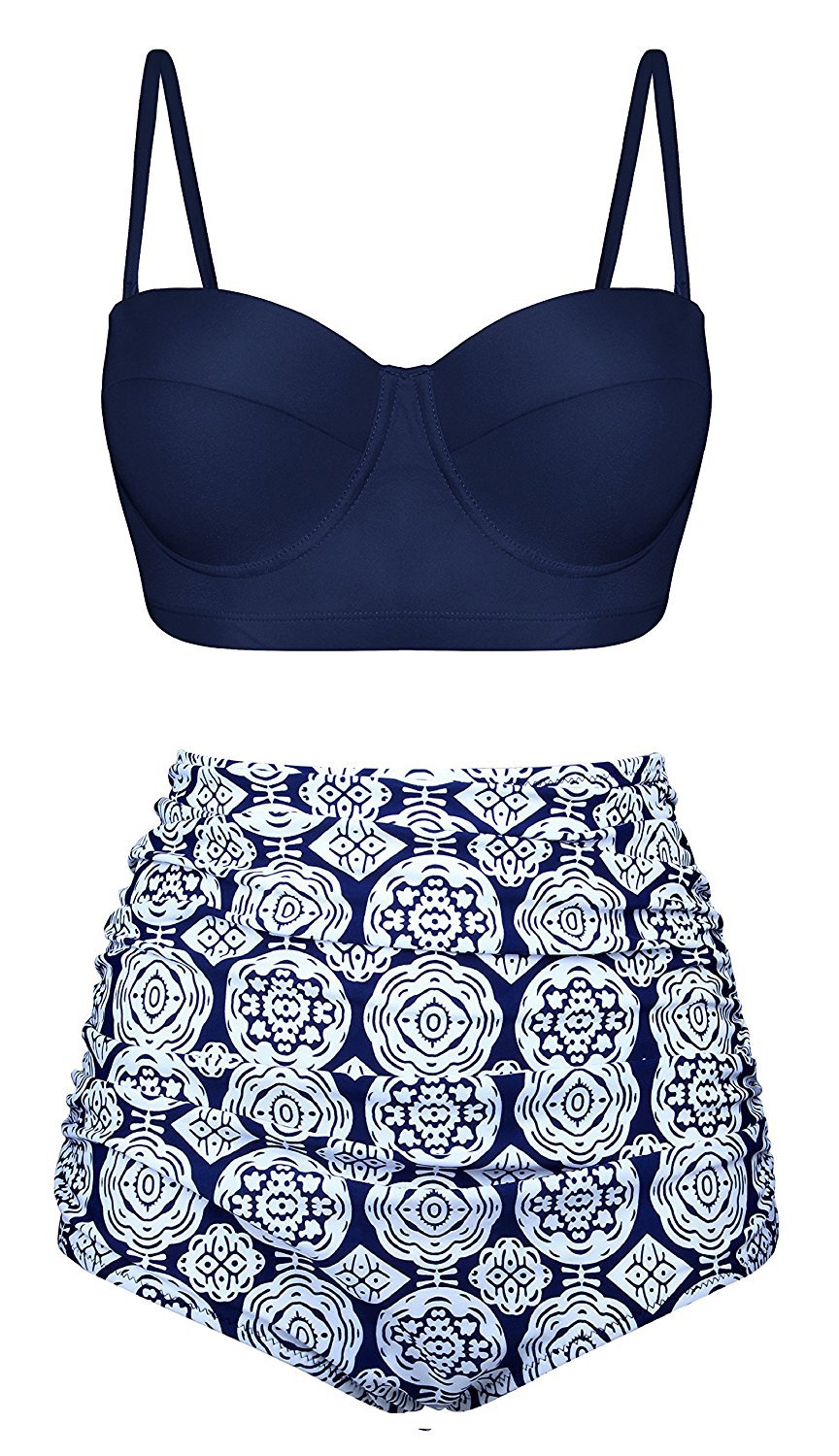 High Waist Bikini Set – Retro Floral Push Up Swimsuit for Women