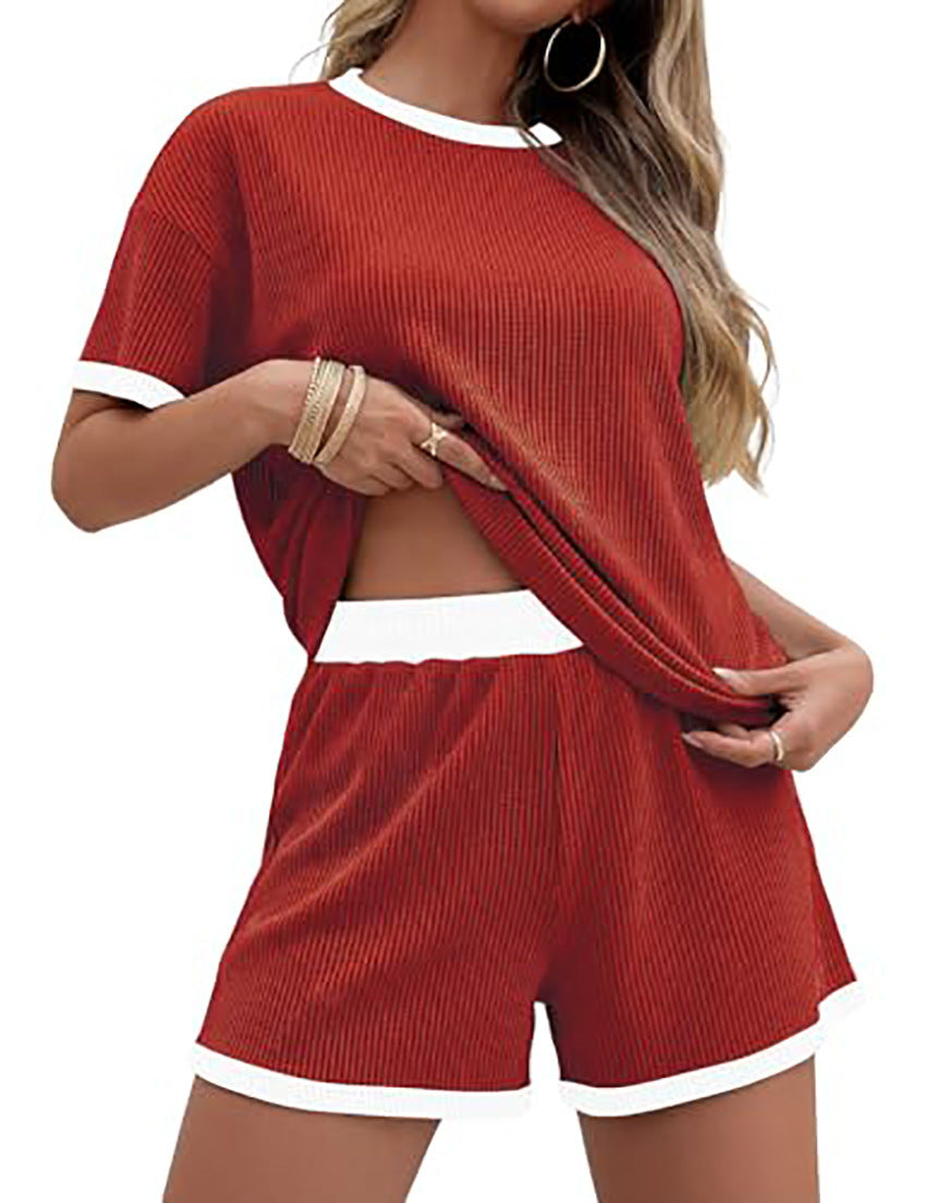 Women's Summer Striped Casual Two-Piece Set – T-Shirt & Pants