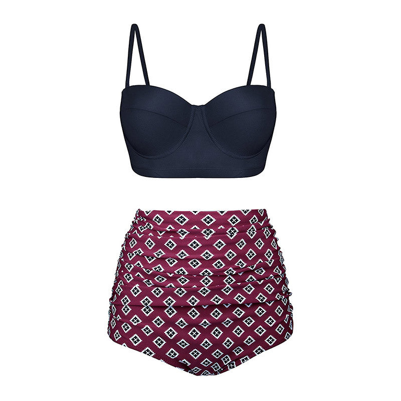 High Waist Bikini Set – Retro Floral Push Up Swimsuit for Women