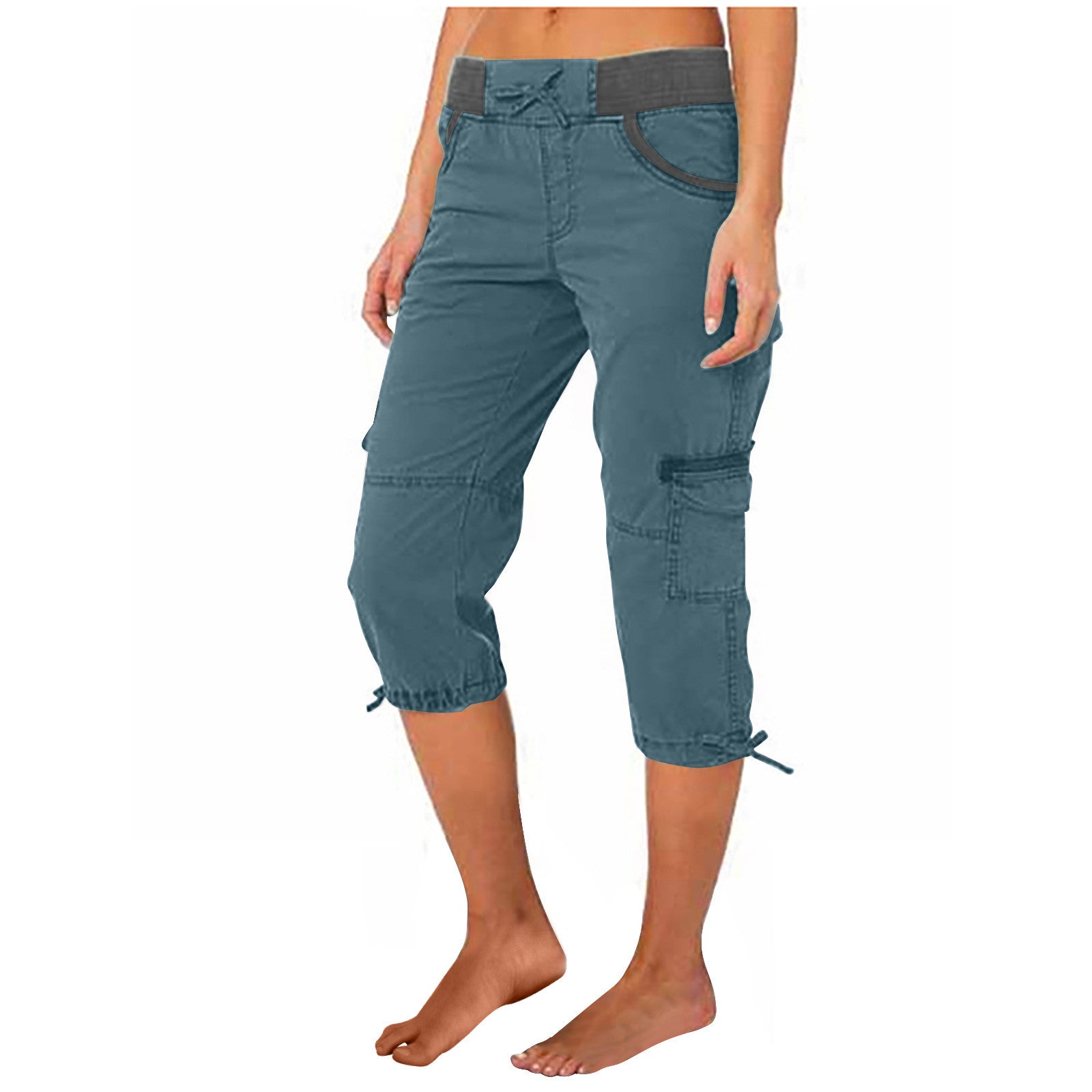 Women's A-Line Loose Wide-Leg Cropped Pants – Adjustable Mid-Rise Cotton