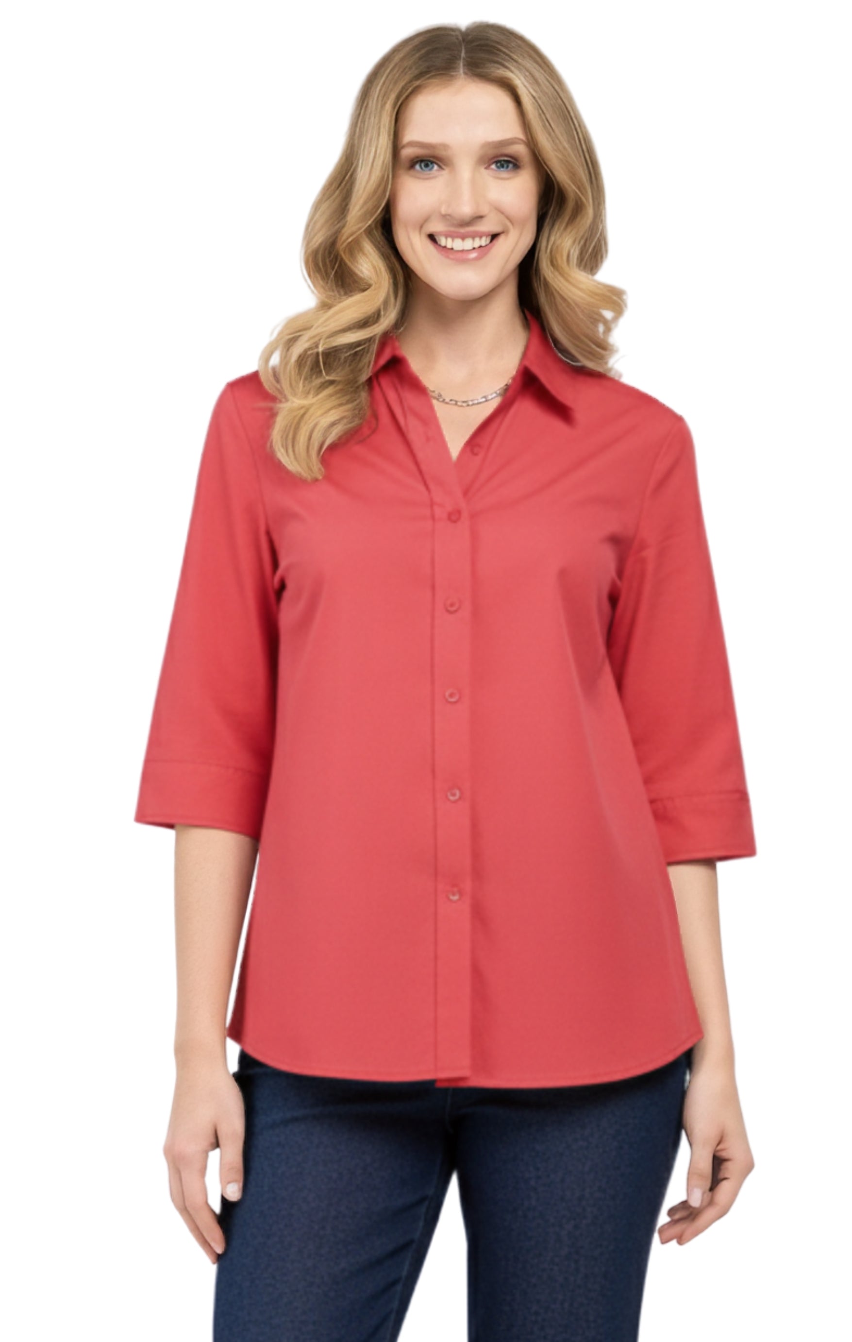 Women Button Down Collared Shirt