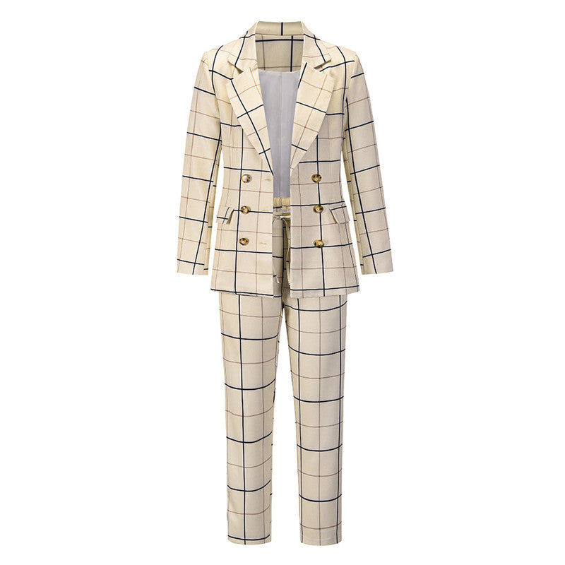 Double-Breasted Slim Suit Set