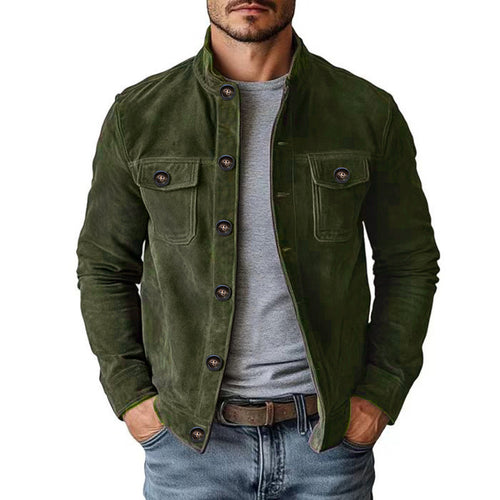 Vintage Einreihige Jacke Herren Freizeit Motorrad Wildlederimitat Oberteile