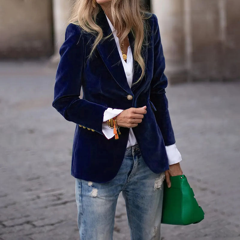Velvet Lapel Casual Slim Single-breasted Jacket