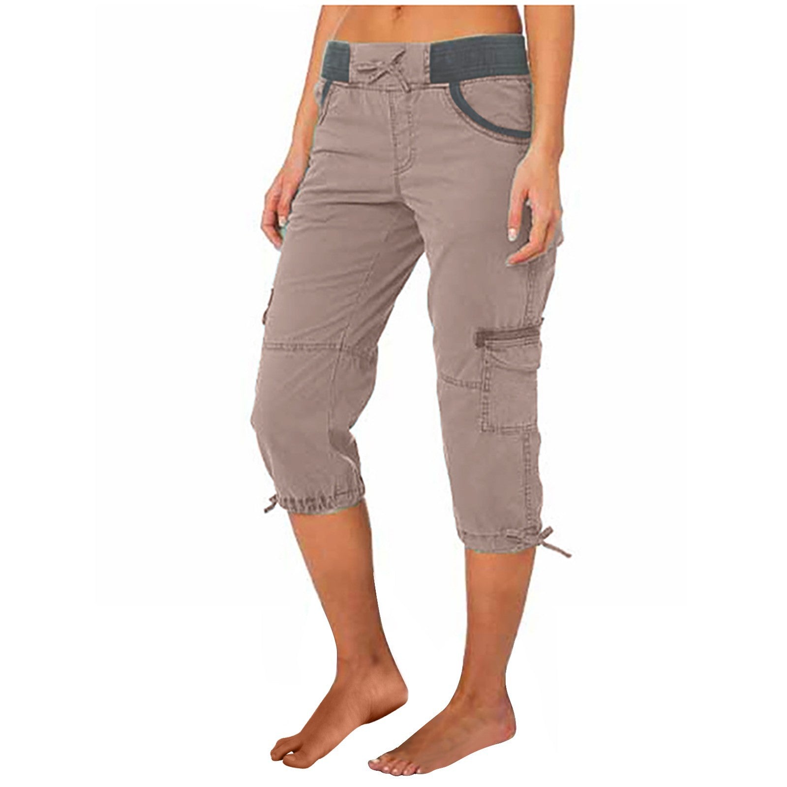 Women's A-Line Loose Wide-Leg Cropped Pants – Adjustable Mid-Rise Cotton