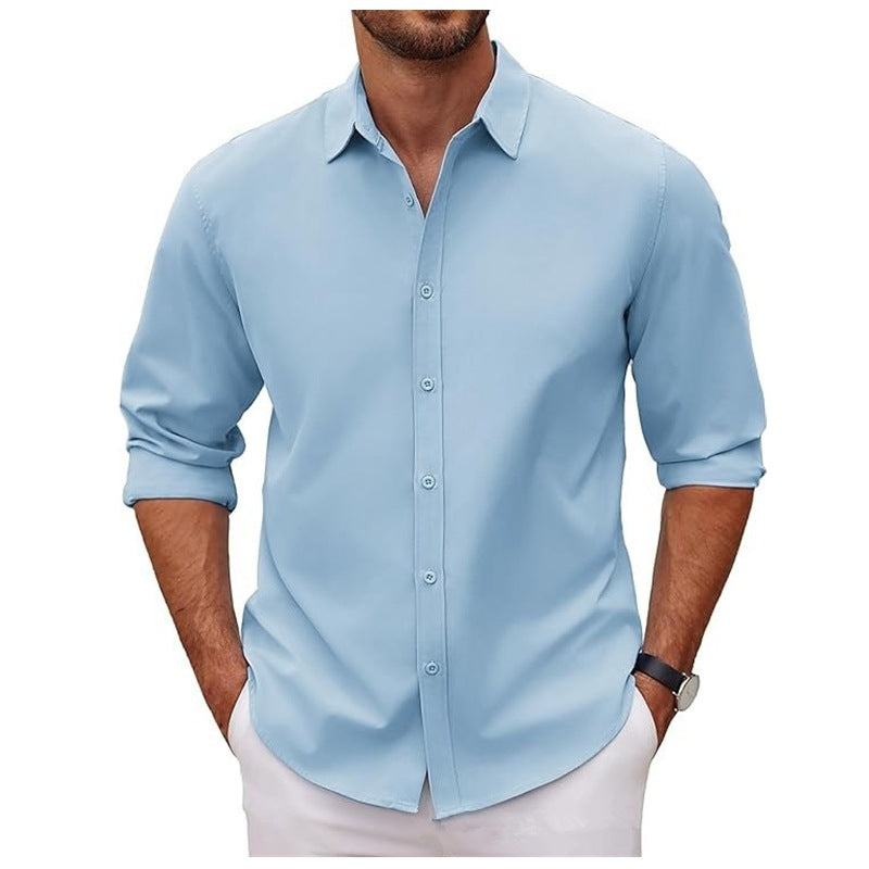 Men's Long-Sleeve Lapel Shirt – American Retro Loose Fit Cardigan