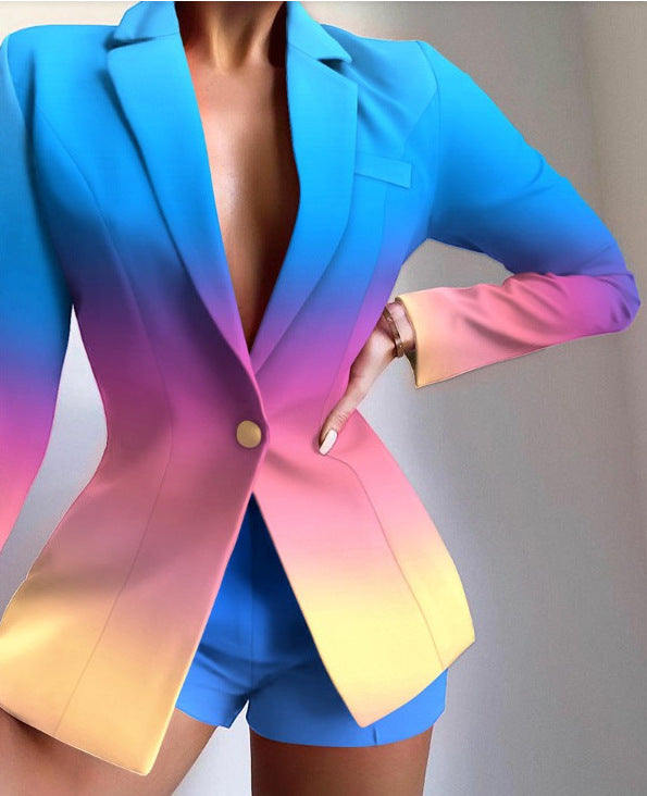 Printed Spliced Blazer Jacket