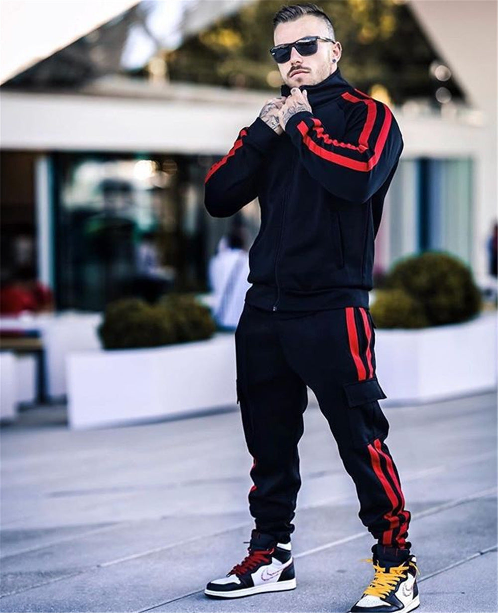 Men's Stripe Color-Block Track Suit