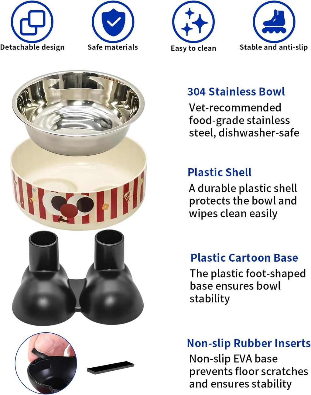 Striped Elevated Pet Bowl
