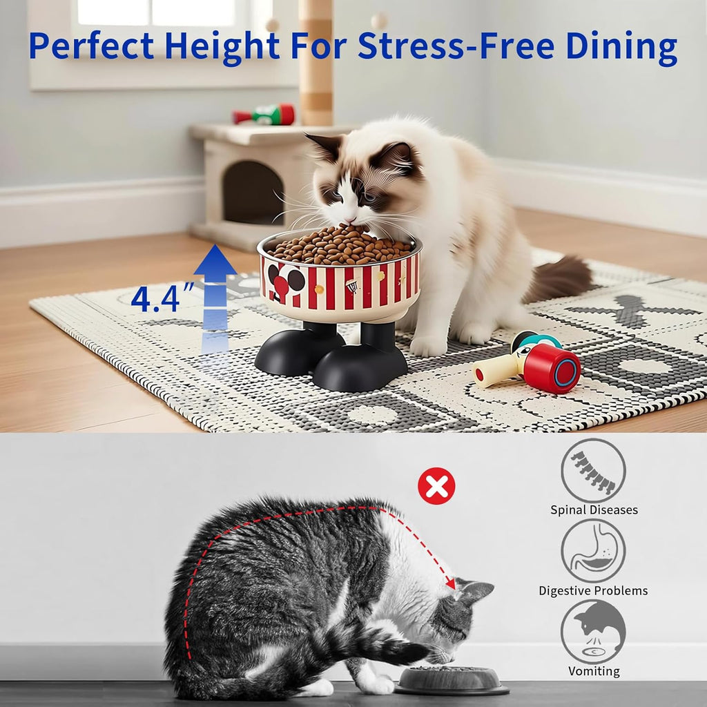 Striped Elevated Pet Bowl