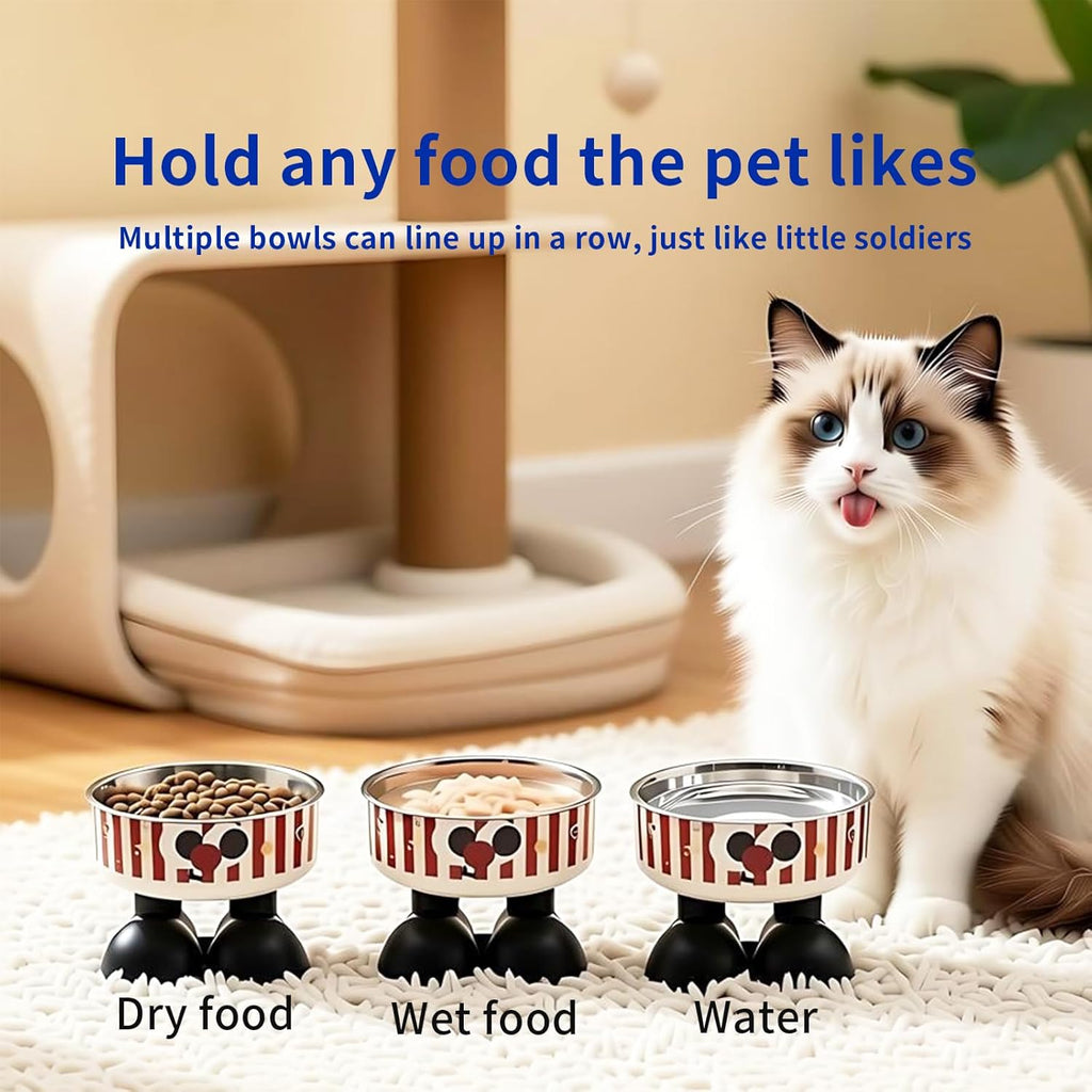 Striped Elevated Pet Bowl