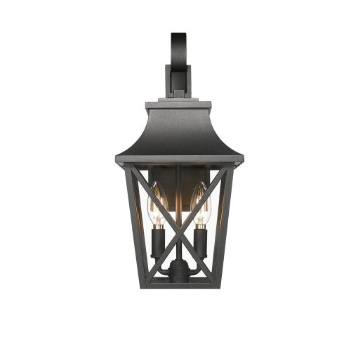 Sleek Matte Black 2-Light Outdoor Wall Sconce