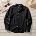 Men's American-Style Linen Blend Shirt – Stand-Up Collar Relaxed Fit